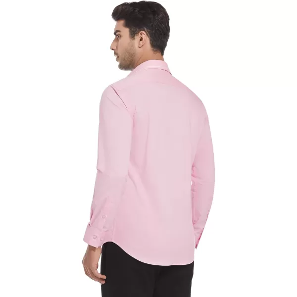 imageAlex Vando Mens Cotton Dress Shirt Hidden Placket Long Sleeve Business Casual ShirtPink