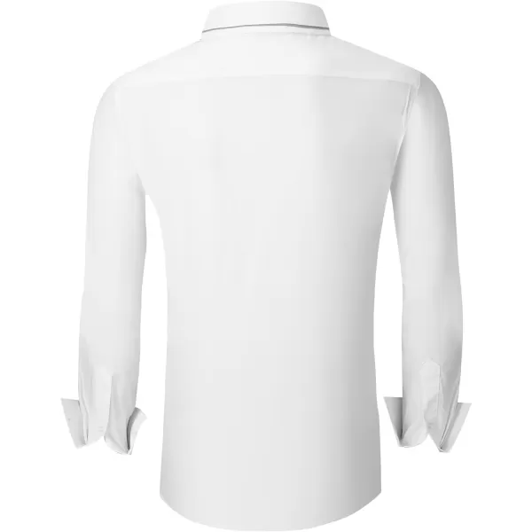 imageAlex Vando Mens Cotton Dress Shirt Hidden Placket Long Sleeve Business Casual ShirtWhite