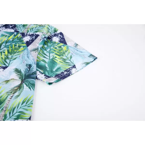 imageAlex Vando Mens Hawaiian Golf Shirt Moisture Wicking Digital Print Golf Shirts for MenNavy Palm