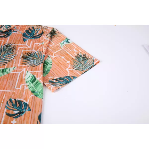 imageAlex Vando Mens Hawaiian Golf Shirt Moisture Wicking Digital Print Golf Shirts for MenOrange Leaf