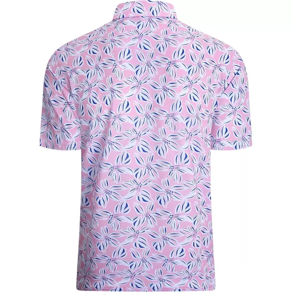 imageAlex Vando Mens Hawaiian Golf Shirt Moisture Wicking Digital Print Golf Shirts for MenPink Leaf