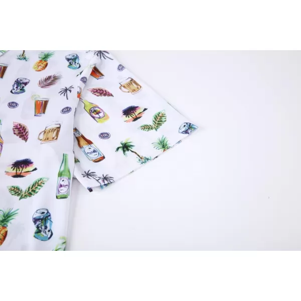 imageAlex Vando Mens Hawaiian Golf Shirt Moisture Wicking Digital Print Golf Shirts for MenWhite Beer