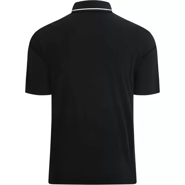 imageAlex Vando Mens Stain Resistant Polo Shirt Short Sleeve Soild Stretch Performance Work Polo Shirts for MenBlack