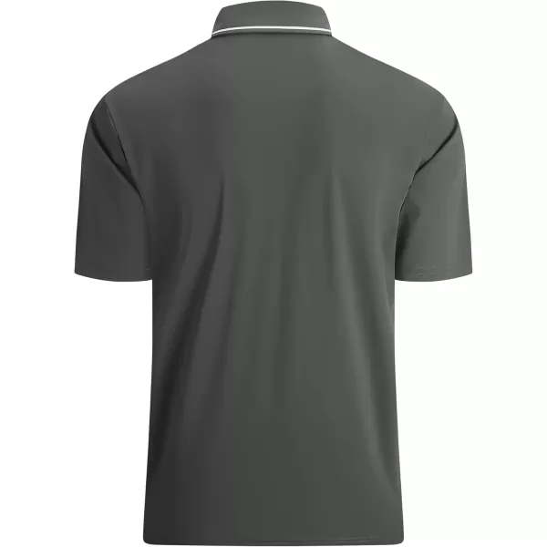 imageAlex Vando Mens Stain Resistant Polo Shirt Short Sleeve Soild Stretch Performance Work Polo Shirts for MenCharcoal