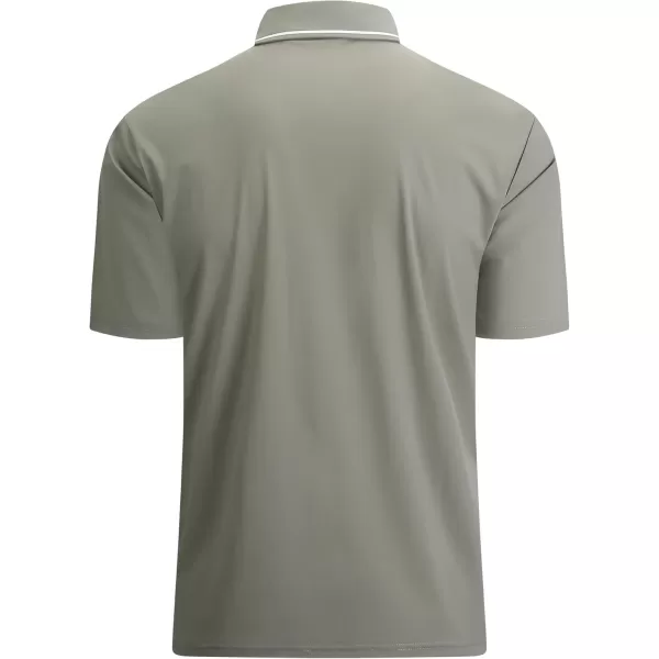 imageAlex Vando Mens Stain Resistant Polo Shirt Short Sleeve Soild Stretch Performance Work Polo Shirts for MenGrey