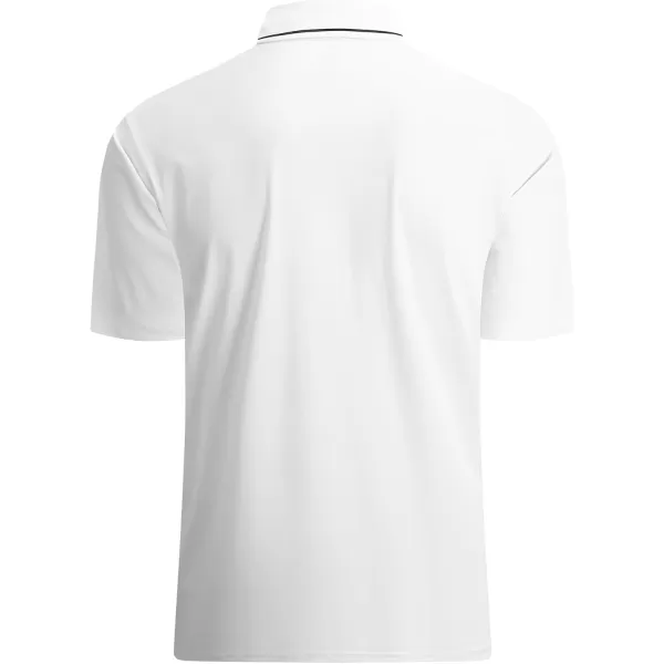 imageAlex Vando Mens Stain Resistant Polo Shirt Short Sleeve Soild Stretch Performance Work Polo Shirts for MenWhite