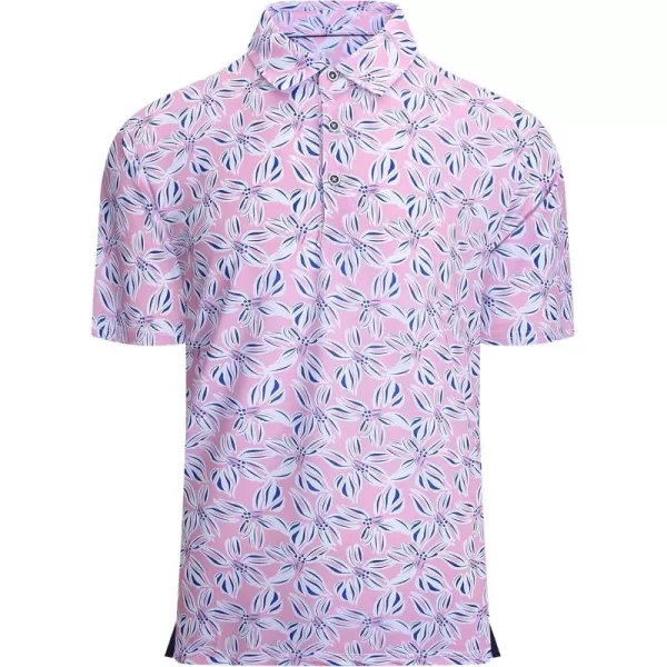 imageAlex Vando Mens Hawaiian Golf Shirt Moisture Wicking Digital Print Golf Shirts for MenPink Leaf