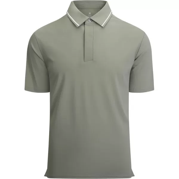imageAlex Vando Mens Stain Resistant Polo Shirt Short Sleeve Soild Stretch Performance Work Polo Shirts for MenGrey