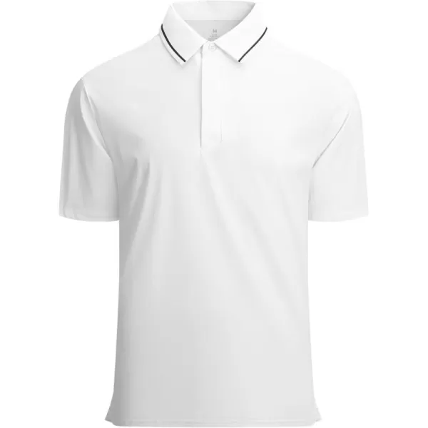 imageAlex Vando Mens Stain Resistant Polo Shirt Short Sleeve Soild Stretch Performance Work Polo Shirts for MenWhite