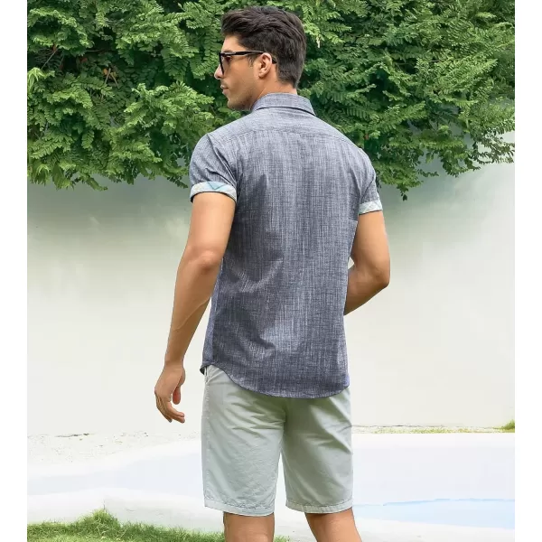imageAlex Vando Mens Linen Cotton Shirts Short Sleeve Casual Summer Beach Shirt for MenBlack