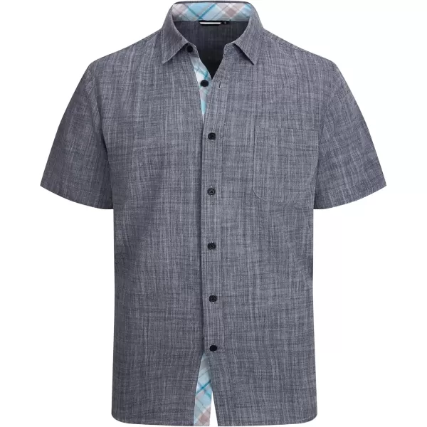 imageAlex Vando Mens Linen Cotton Shirts Short Sleeve Casual Summer Beach Shirt for MenBlack
