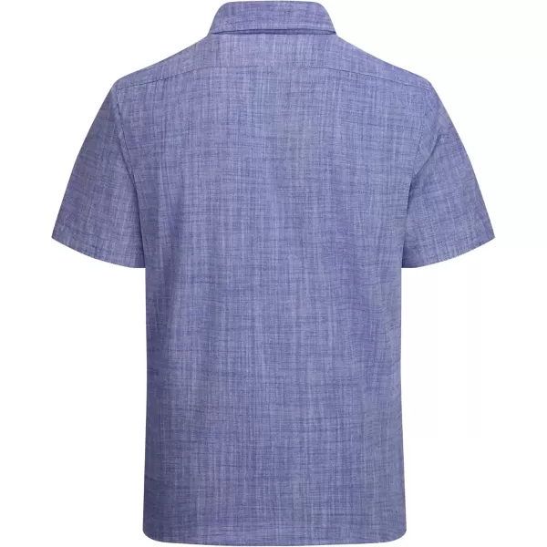 imageAlex Vando Mens Linen Cotton Shirts Short Sleeve Casual Summer Beach Shirt for MenDk Blue