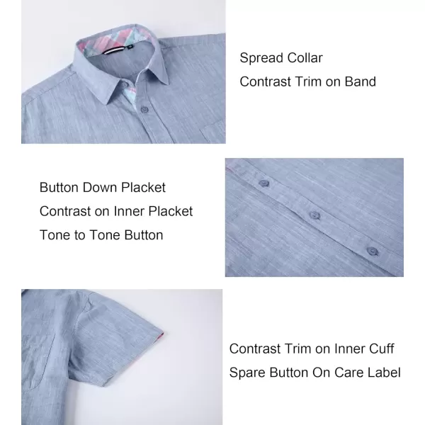 imageAlex Vando Mens Linen Cotton Shirts Short Sleeve Casual Summer Beach Shirt for MenLt Blue