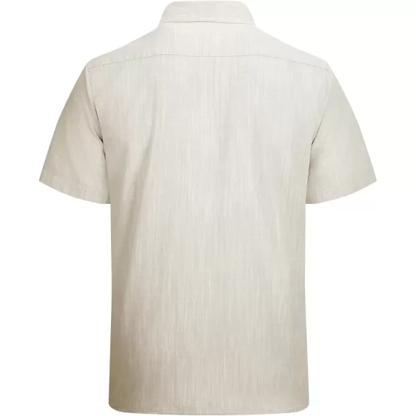 imageAlex Vando Mens Linen Cotton Shirts Short Sleeve Casual Summer Beach Shirt for MenNature