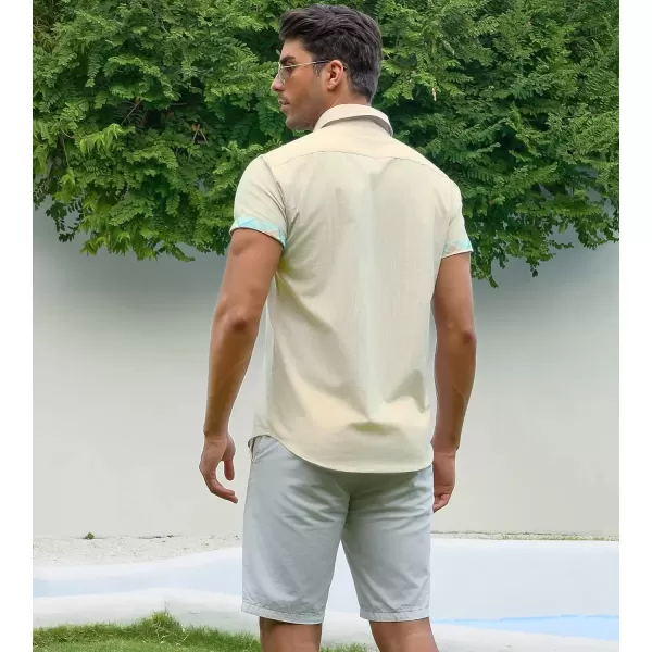 imageAlex Vando Mens Linen Cotton Shirts Short Sleeve Casual Summer Beach Shirt for MenNature