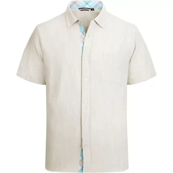 imageAlex Vando Mens Linen Cotton Shirts Short Sleeve Casual Summer Beach Shirt for MenNature