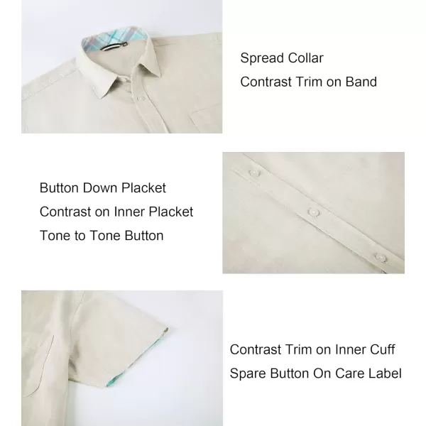 imageAlex Vando Mens Linen Cotton Shirts Short Sleeve Casual Summer Beach Shirt for MenNature