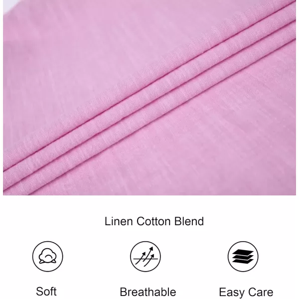 imageAlex Vando Mens Linen Cotton Shirts Short Sleeve Casual Summer Beach Shirt for MenPink