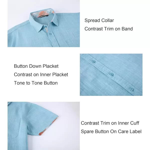 imageAlex Vando Mens Linen Cotton Shirts Short Sleeve Casual Summer Beach Shirt for MenTurquoise