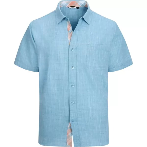 imageAlex Vando Mens Linen Cotton Shirts Short Sleeve Casual Summer Beach Shirt for MenTurquoise