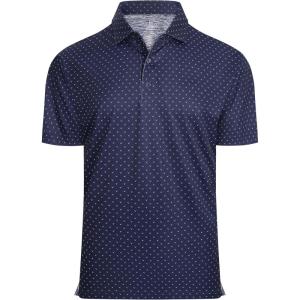 imageAlex Vando Mens Golf Shirt Moisture Wicking Classic Print Golf Shirts for MenNavy Sail