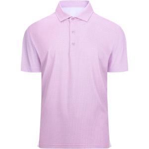 imageAlex Vando Mens Golf Shirt Moisture Wicking Classic Print Golf Shirts for MenPink Dots