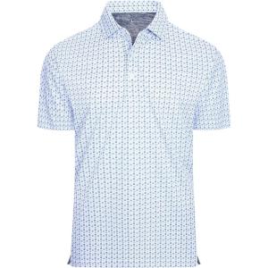 imageAlex Vando Mens Golf Shirt Moisture Wicking Classic Print Golf Shirts for MenWhite U