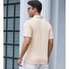 imageAlex Vando Mens Jacquard Kint Polo Shirts Short Sleeve Vintage Regular Fit Texture Knitted Polo Shirts with CollarApricot