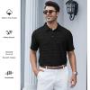 imageAlex Vando Mens Jacquard Kint Polo Shirts Short Sleeve Vintage Regular Fit Texture Knitted Polo Shirts with CollarBlack