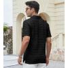 imageAlex Vando Mens Jacquard Kint Polo Shirts Short Sleeve Vintage Regular Fit Texture Knitted Polo Shirts with CollarBlack