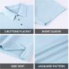 imageAlex Vando Mens Jacquard Kint Polo Shirts Short Sleeve Vintage Regular Fit Texture Knitted Polo Shirts with CollarBlue
