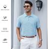 imageAlex Vando Mens Jacquard Kint Polo Shirts Short Sleeve Vintage Regular Fit Texture Knitted Polo Shirts with CollarBlue