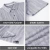 imageAlex Vando Mens Jacquard Kint Polo Shirts Short Sleeve Vintage Regular Fit Texture Knitted Polo Shirts with CollarGrey