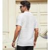 imageAlex Vando Mens Jacquard Kint Polo Shirts Short Sleeve Vintage Regular Fit Texture Knitted Polo Shirts with CollarWhite