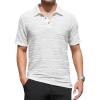 imageAlex Vando Mens Jacquard Kint Polo Shirts Short Sleeve Vintage Regular Fit Texture Knitted Polo Shirts with CollarWhite