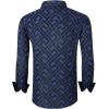 imageAlex Vando Mens Digital Printing Dress Shirts IronFree Regular Fit Party Button Down ShirtNavy Flocking