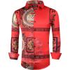 imageAlex Vando Mens Digital Printing Dress Shirts IronFree Regular Fit Party Button Down ShirtRed