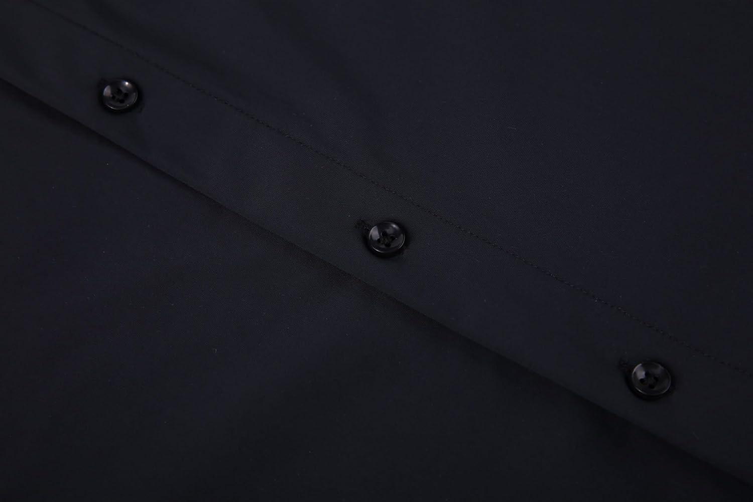 imageAlex Vando Mens Knitted Dress Shirts 8Way Stretch Easy Care Solid Short Sleeve Shirt for MenBlack