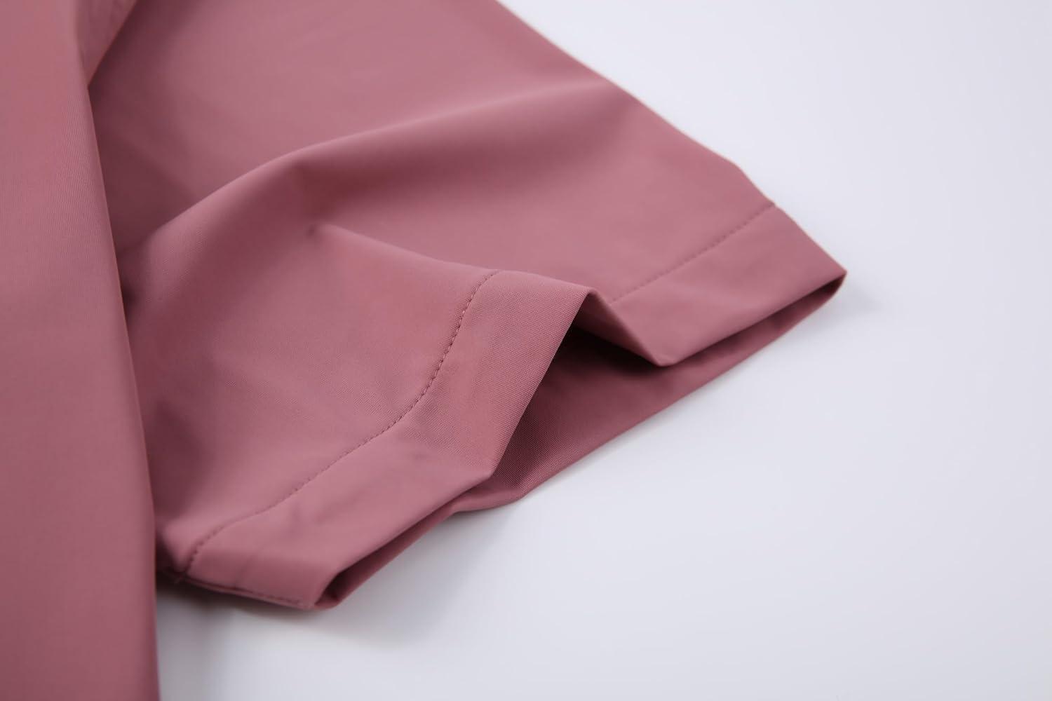 imageAlex Vando Mens Knitted Dress Shirts 8Way Stretch Easy Care Solid Short Sleeve Shirt for MenPink