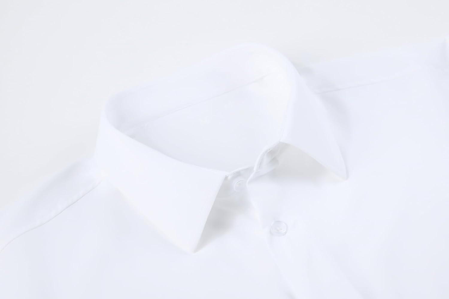 imageAlex Vando Mens Knitted Dress Shirts 8Way Stretch Easy Care Solid Short Sleeve Shirt for MenWhite