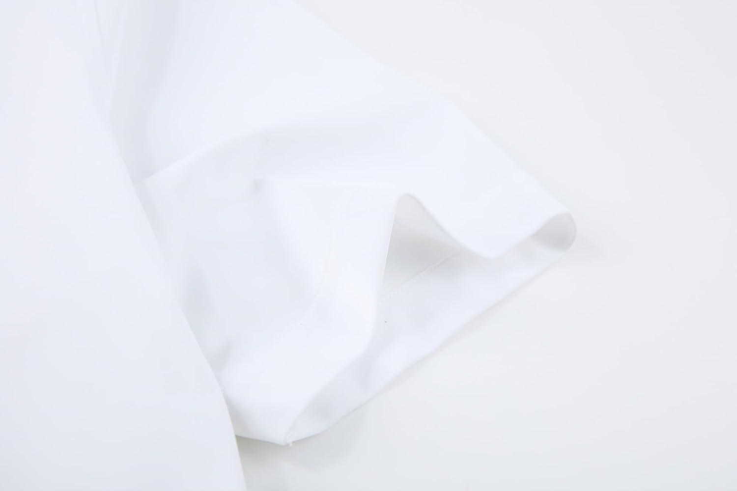 imageAlex Vando Mens Knitted Dress Shirts 8Way Stretch Easy Care Solid Short Sleeve Shirt for MenWhite