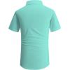 imageAlex Vando Mens Knitted Dress Shirts 8Way Stretch Easy Care Solid Short Sleeve Shirt for MenGreen