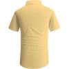 imageAlex Vando Mens Knitted Dress Shirts 8Way Stretch Easy Care Solid Short Sleeve Shirt for MenYellow