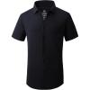 imageAlex Vando Mens Knitted Dress Shirts 8Way Stretch Easy Care Solid Short Sleeve Shirt for MenBlack