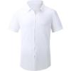 imageAlex Vando Mens Knitted Dress Shirts 8Way Stretch Easy Care Solid Short Sleeve Shirt for MenWhite