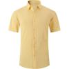 imageAlex Vando Mens Knitted Dress Shirts 8Way Stretch Easy Care Solid Short Sleeve Shirt for MenYellow