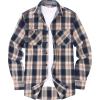 imageAlex Vando Mens Button Down Shirts Regular Fit Long Sleeve Casual Plaid Flannel ShirtNavyKhaki 34
