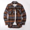 imageAlex Vando Mens Button Down Shirts Regular Fit Long Sleeve Casual Plaid Flannel ShirtNavyOrange 408