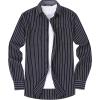 imageAlex Vando Mens Button Down Shirts Regular Fit Long Sleeve Casual Plaid Flannel ShirtNavyYellow Stripe