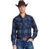 imageAlex Vando Mens Button Down Shirts Wrinkle Free 4Way Stretch Print Business Casual ShirtWestern BlueBlack 55